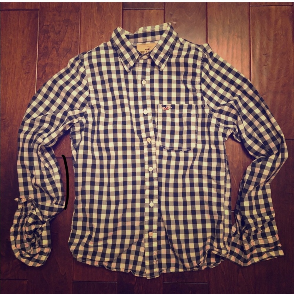 Hollister Co. Navy gingham button down.